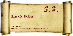 Simkó Huba névjegykártya